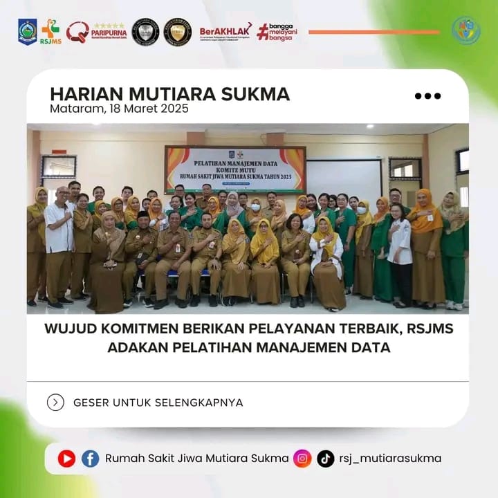 WUJUD KOMITMEN BERIKAN PELAYANAN TERBAIK, RSJMS ADAKAN PELATIHAN MANAJEMEN DATA